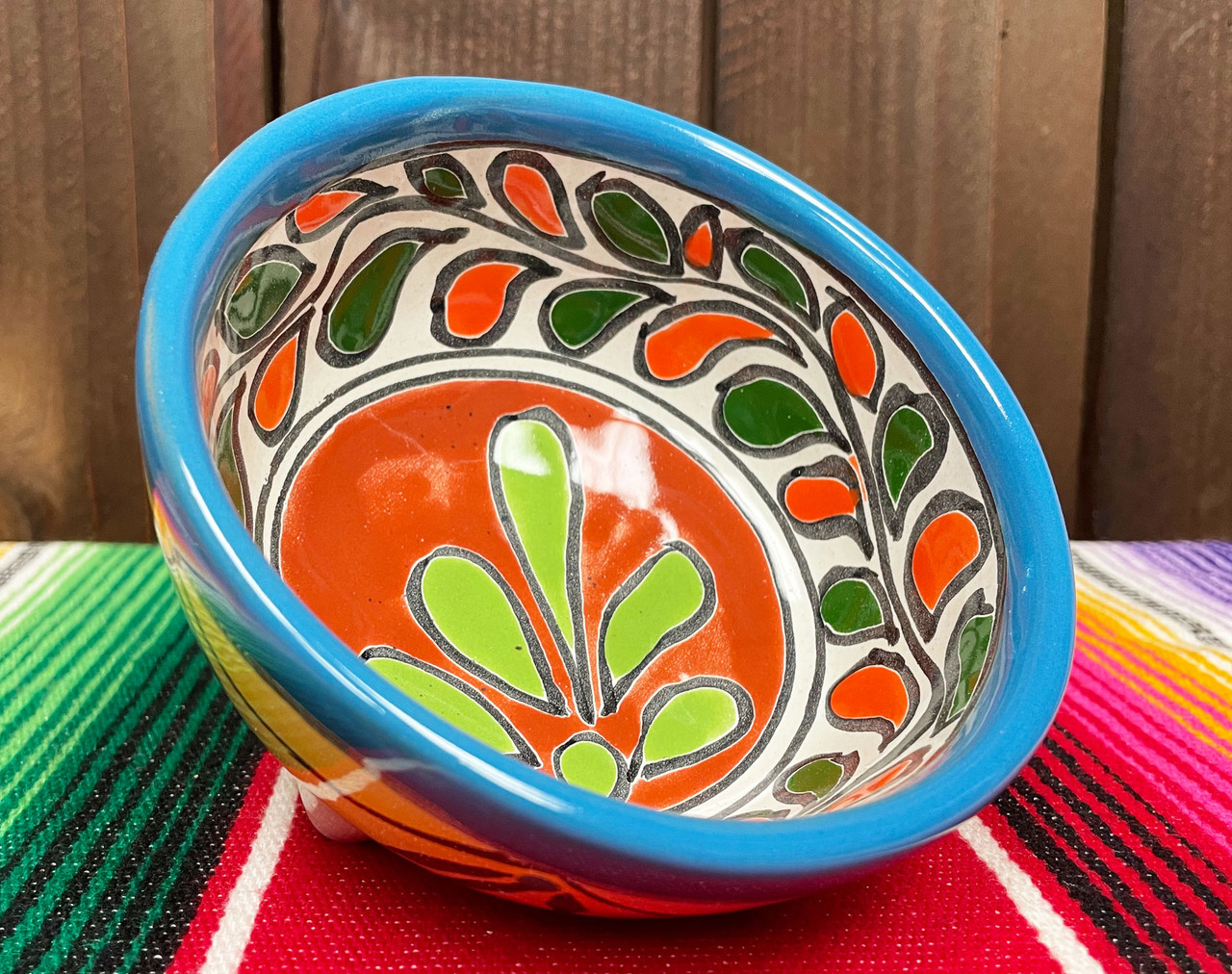 Mexican Talavera Footed Painted Salsa Bowl (33tal34)