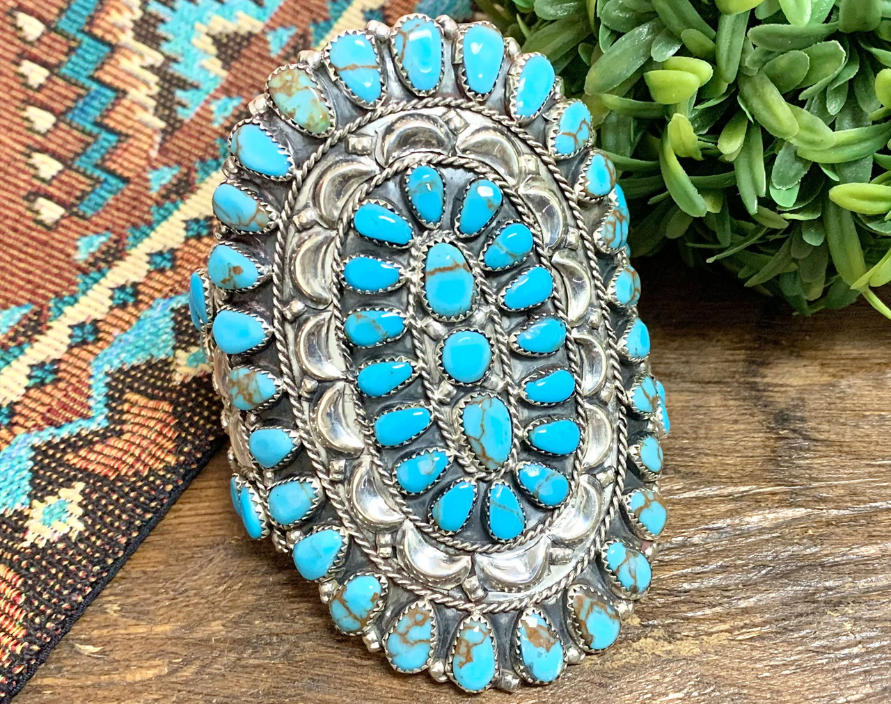 Native American Turquoise Silver Cuff - Navajo (34bc54)