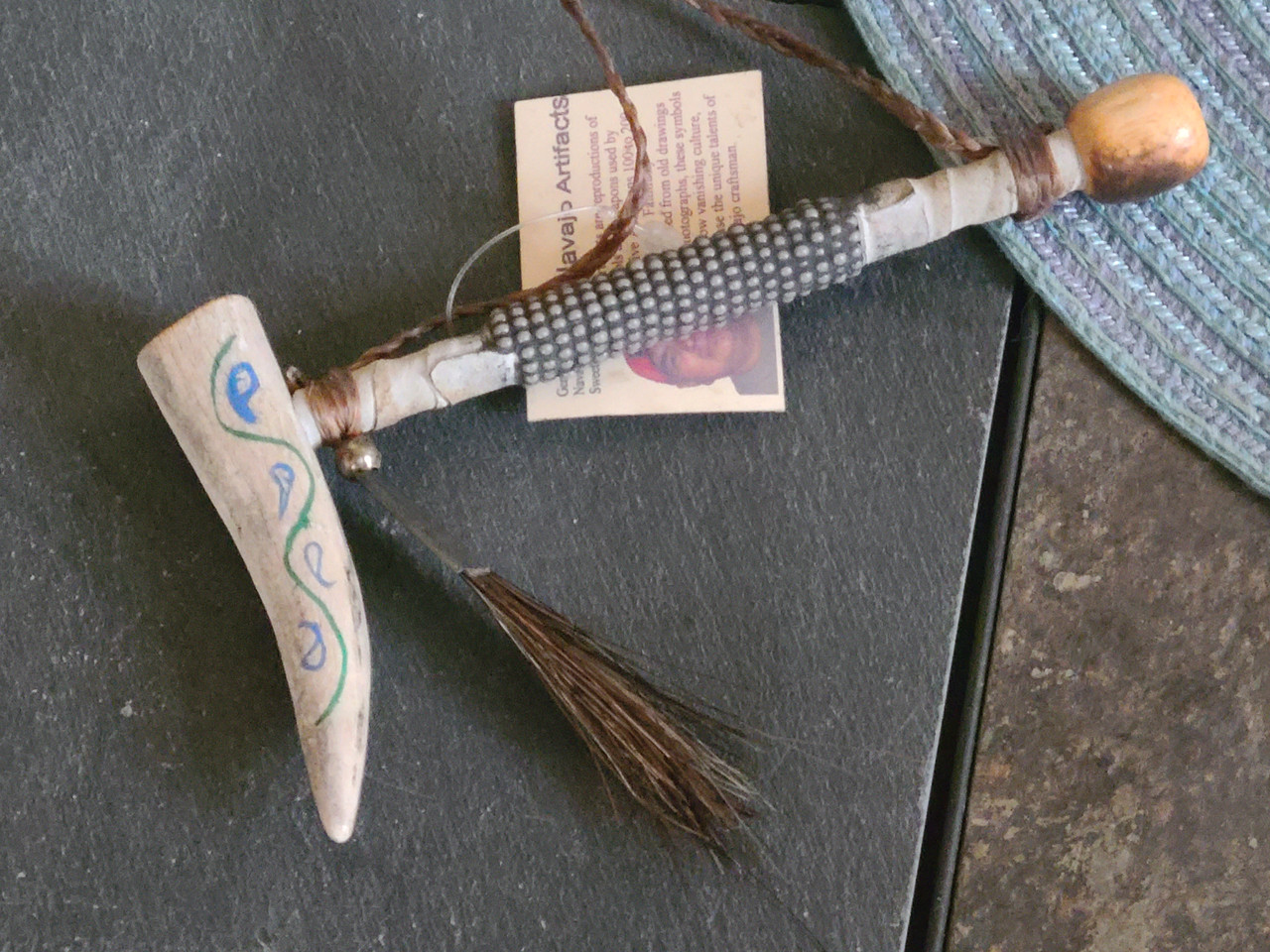 Decorative Hand Painted Navajo Antler Pipe (36bc104) - Mission Del