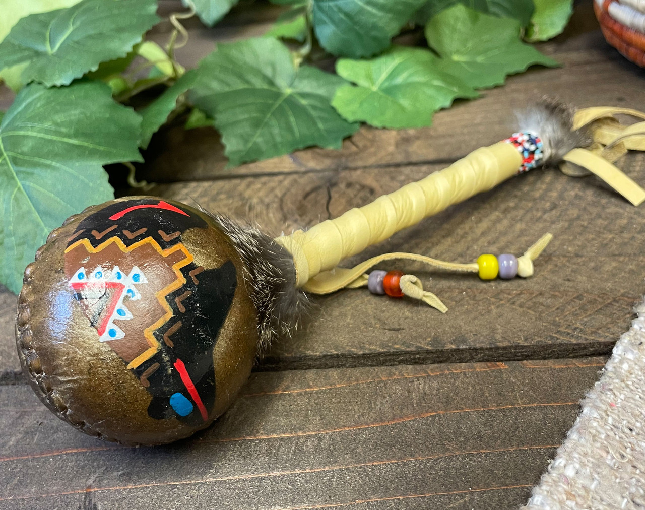 Navajo Rawhide Rattle 9.25