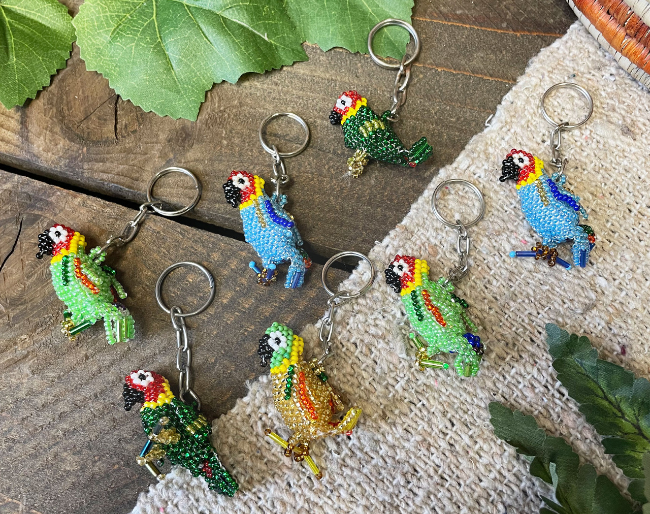 Assorted Seed Bead Key Chain -Parrot (61sbkc0131) - Mission Del