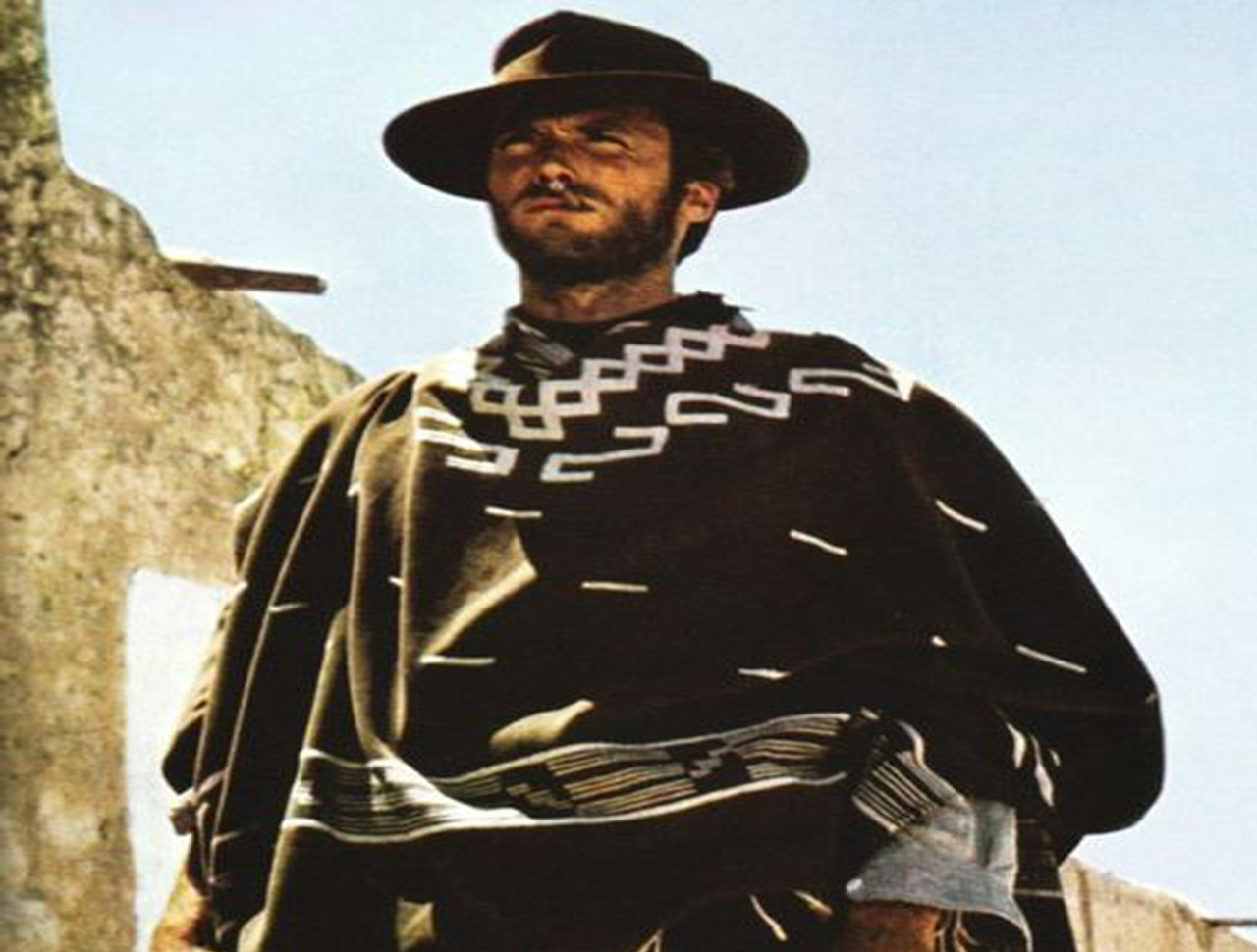 Illustrer grit Skæbne Woven Blanket Poncho Clint Eastwood -Black (169bc17) - Mission Del Rey  Southwest