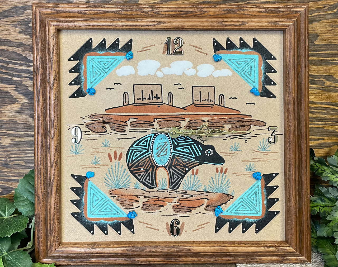 Handcrafted Navajo Sand Painting Clock 15