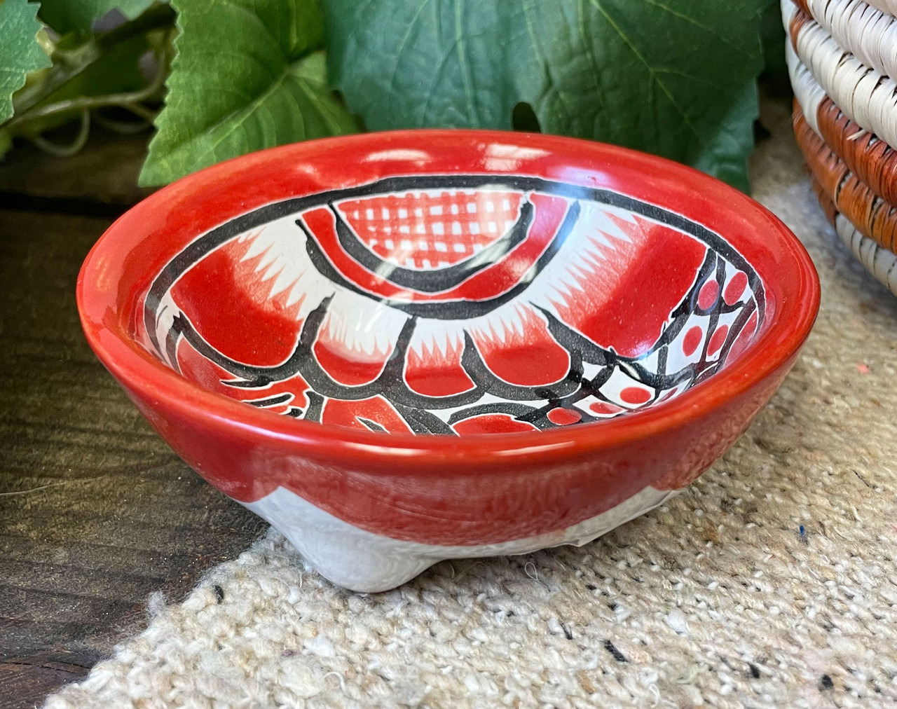 Mexican Talavera Footed Painted Salsa Bowl (33tal34)