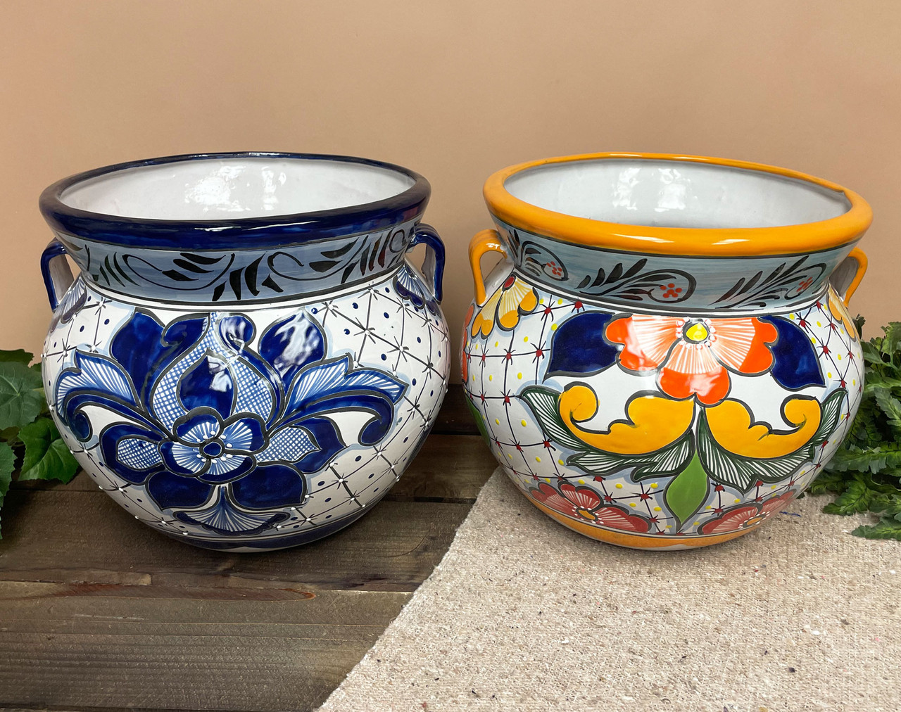 美品Echo Park Pottery Planter Assorted Talavera Michoacana Planter 14.5