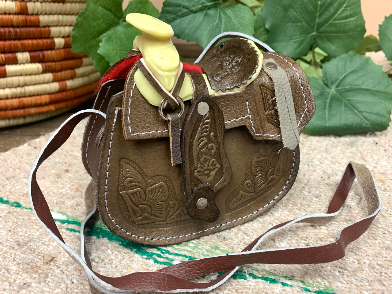 Modestone Leather Shoulder Bag Saddle Shape Horse 9 3/4'' x 9'' x 3 ½''  Brown