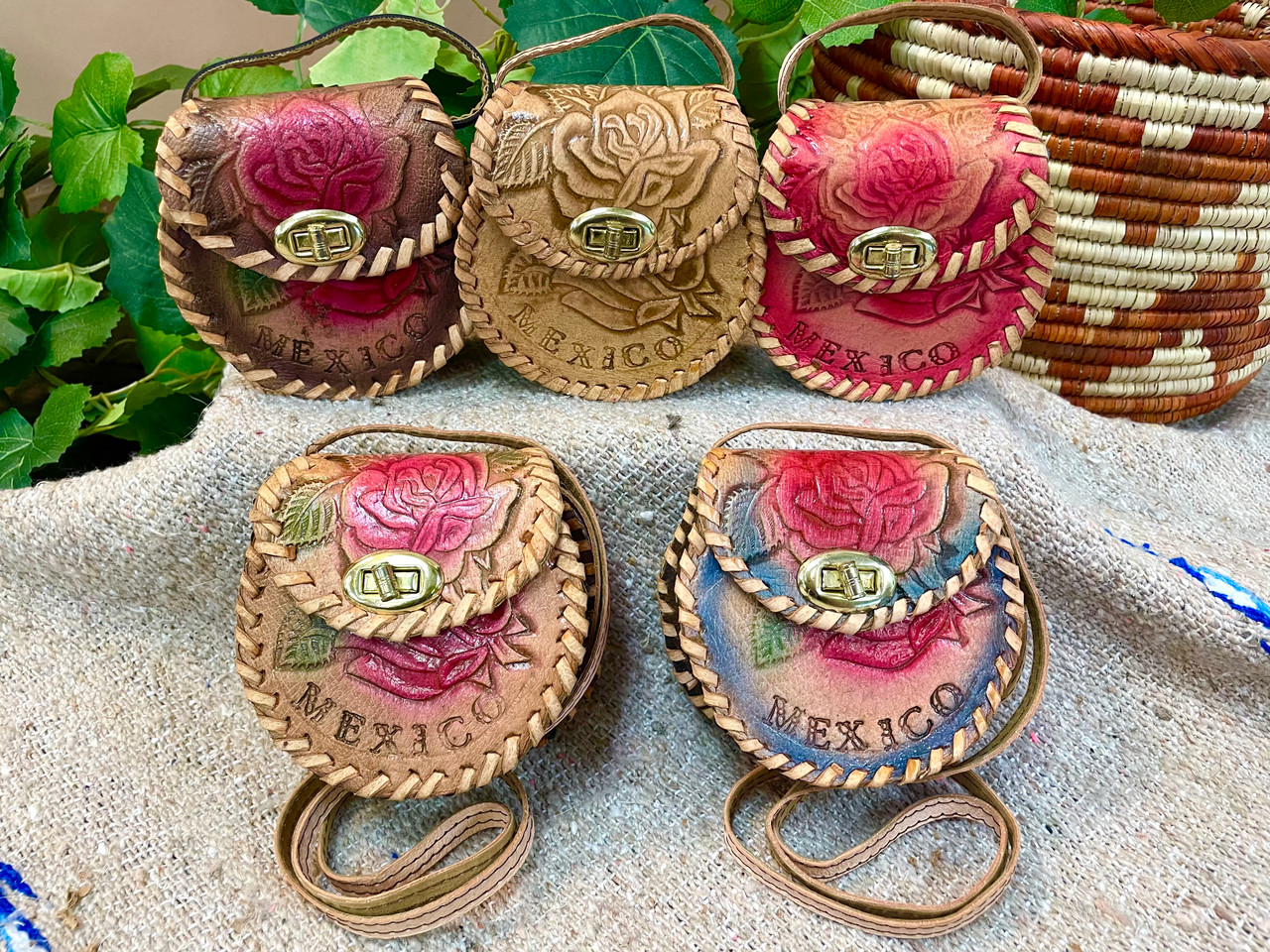 Assorted Cowhide Souvenir Purse -Mexico (21mx) - Mission Del Rey