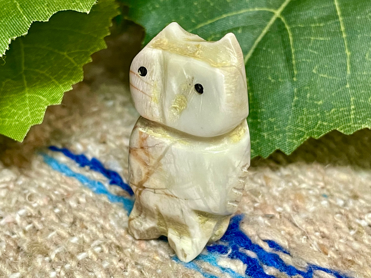 Zuni Fetish フクロウ Hand Carved Zuni Fetish Animal -Owl (65bc223) - Mission Del Rey