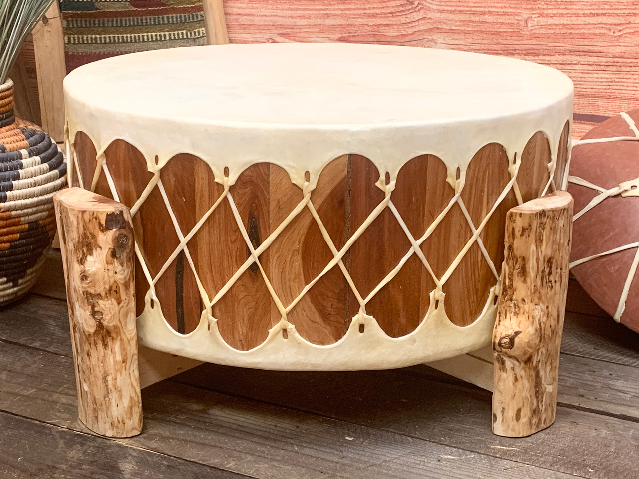 Save $100 OFF Cedar Pow Wow Drum & Base -Clearance Priced (101bc31k)