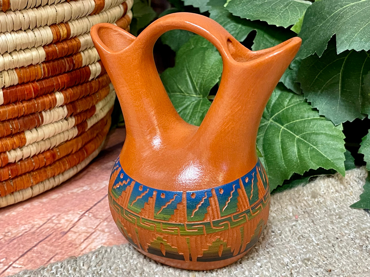 Indian Pottery Etched Clay Wedding Vase 5