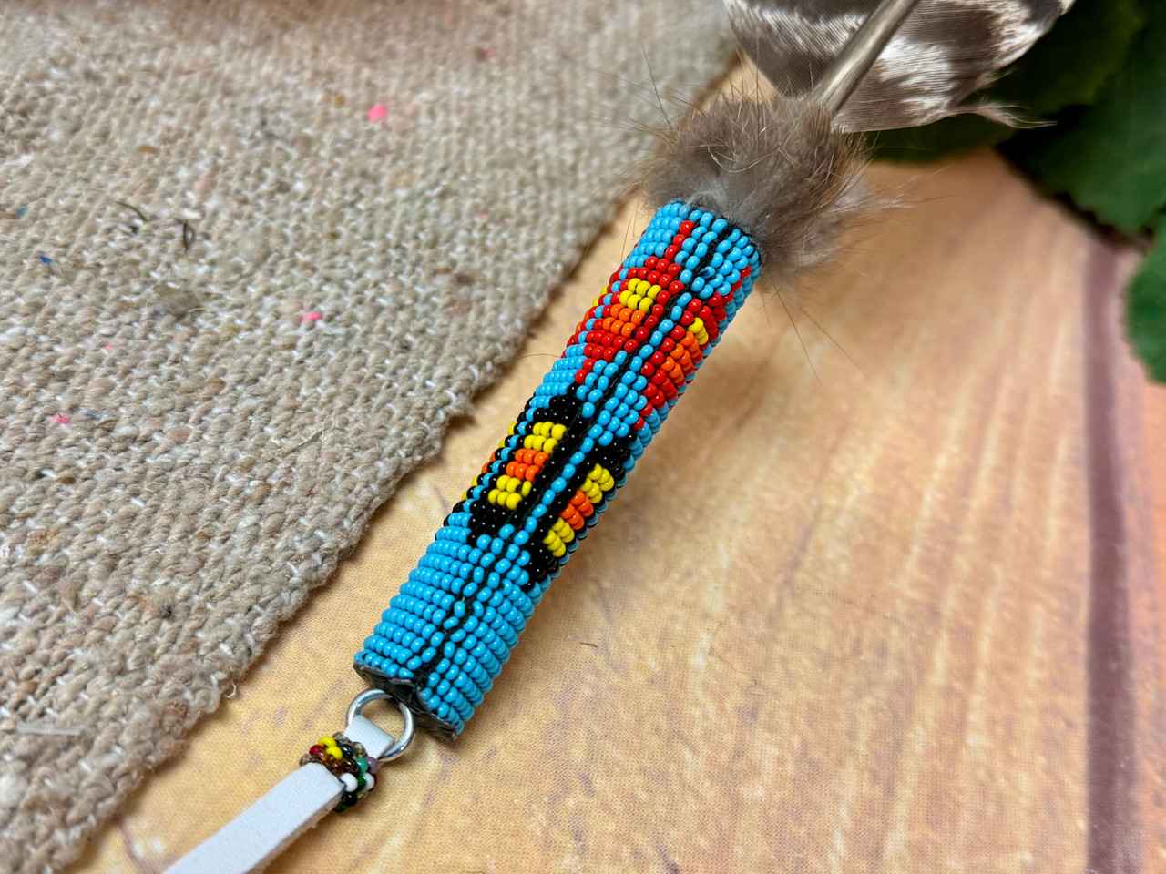 Hand Beaded Prayer Feather 14