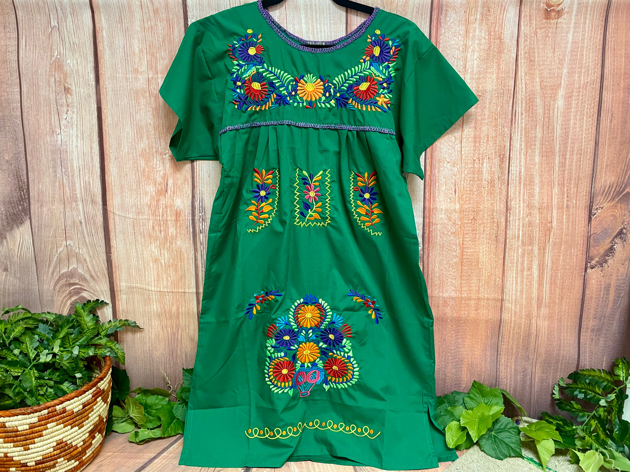 Traditional Womens Embroidered Puebla Dress -Large (1bc109)