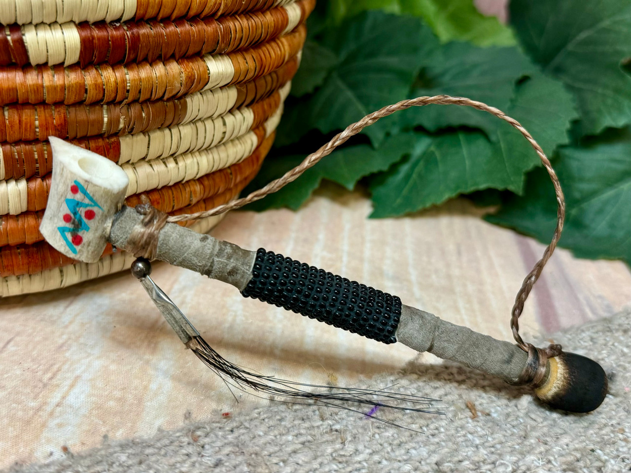 Rustic Native American Decorative Mini Antler Pipe 6