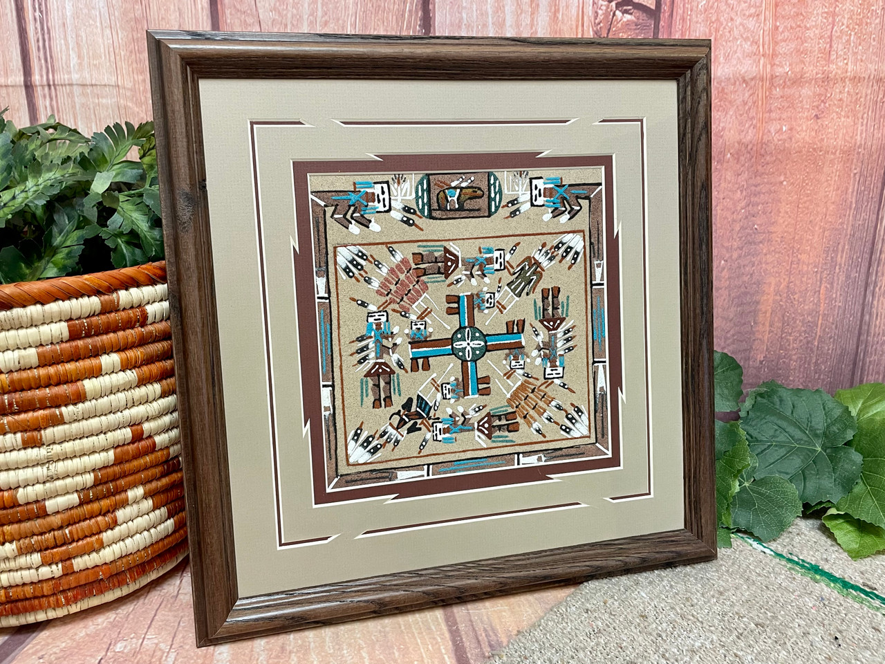 Handcrafted Navajo Indian Framed Sand Painting 14