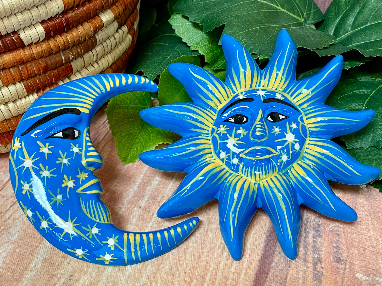 2pc. Southwestern Mini Clay Sun and Moon Set (167bc57) - Mission
