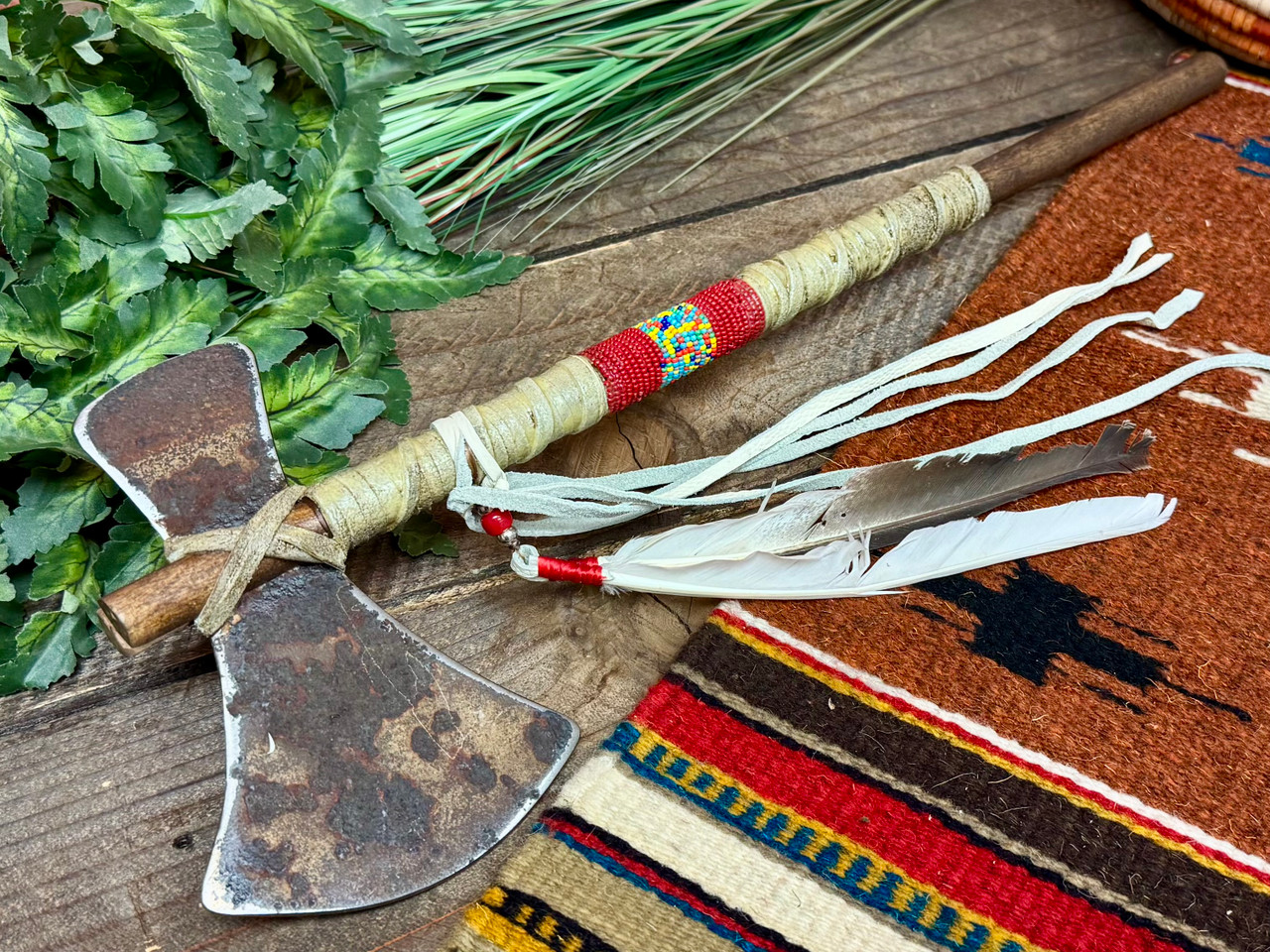 Native American Antiqued Metal Tomahawk 18