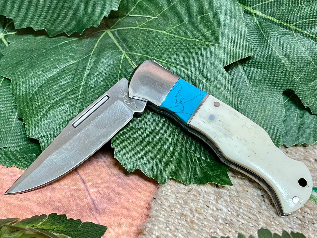 Inlaid Bone Handle Pocket Knife (193bo211449) - Mission Del Rey
