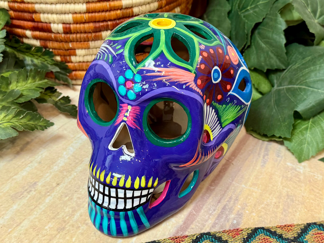 Hand Painted Ceramic Sugar Skull Lantern (174bc158)