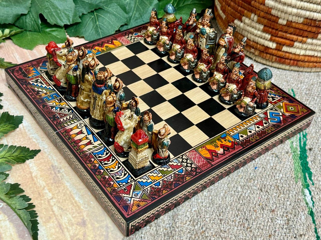 Southwestern Hand Painted Andean Indian Chess Set (12bc327) southwestern-hand-painted-andean-indian-chess-set-12bc327
