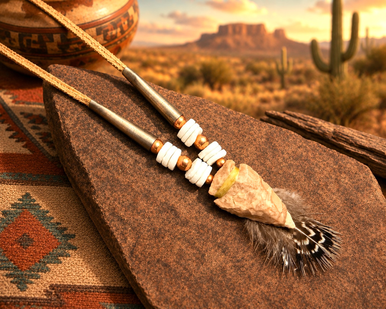 Embellished Arrowhead Necklace -Navajo (36bc337)