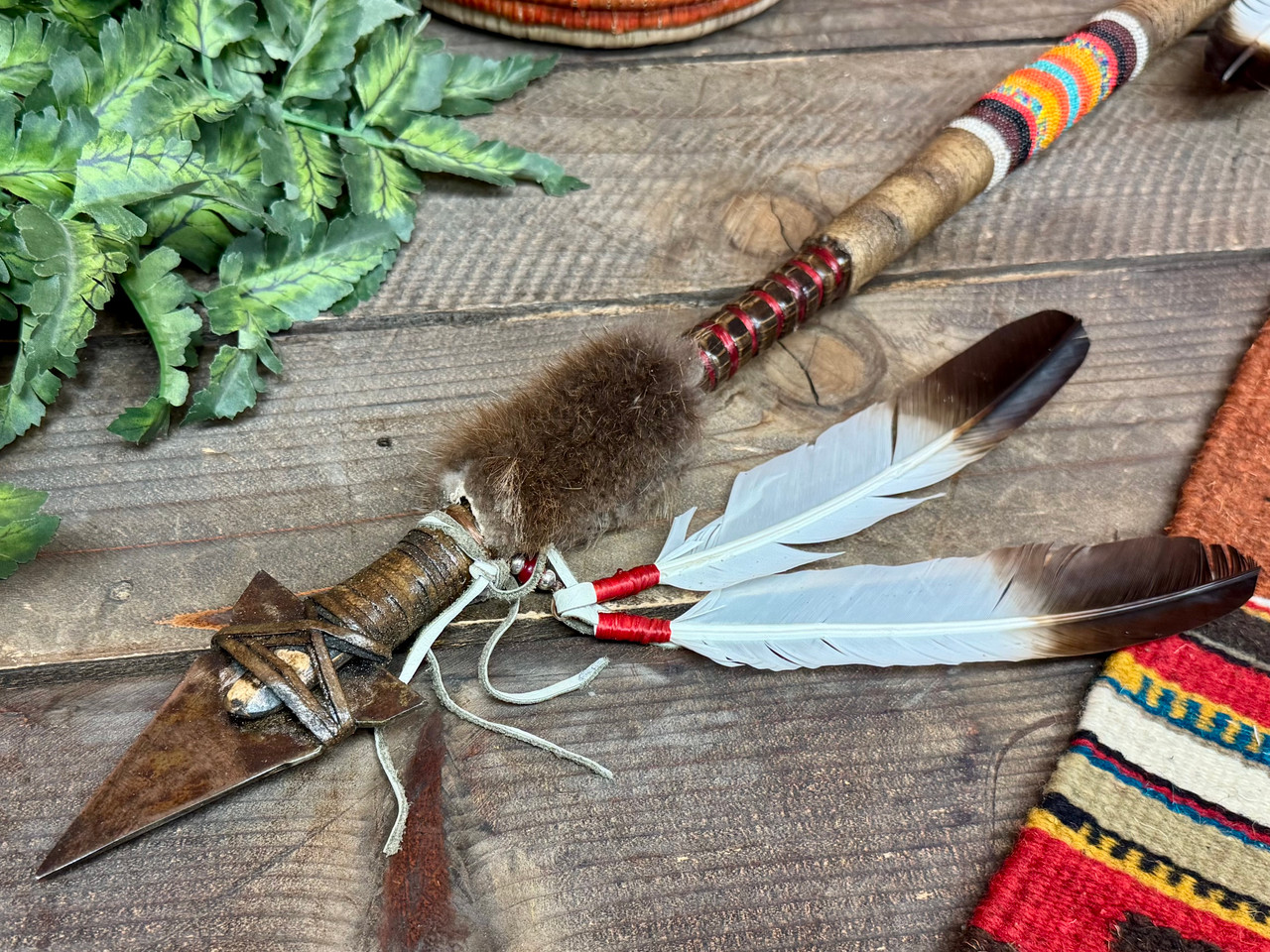 Pueblo Indian Old Style Beaded Lance 38