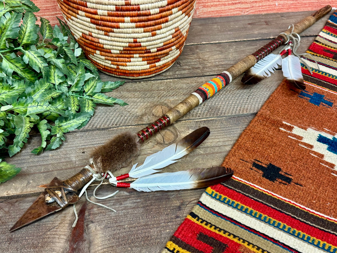 Pueblo Indian Old Style Beaded Lance 38
