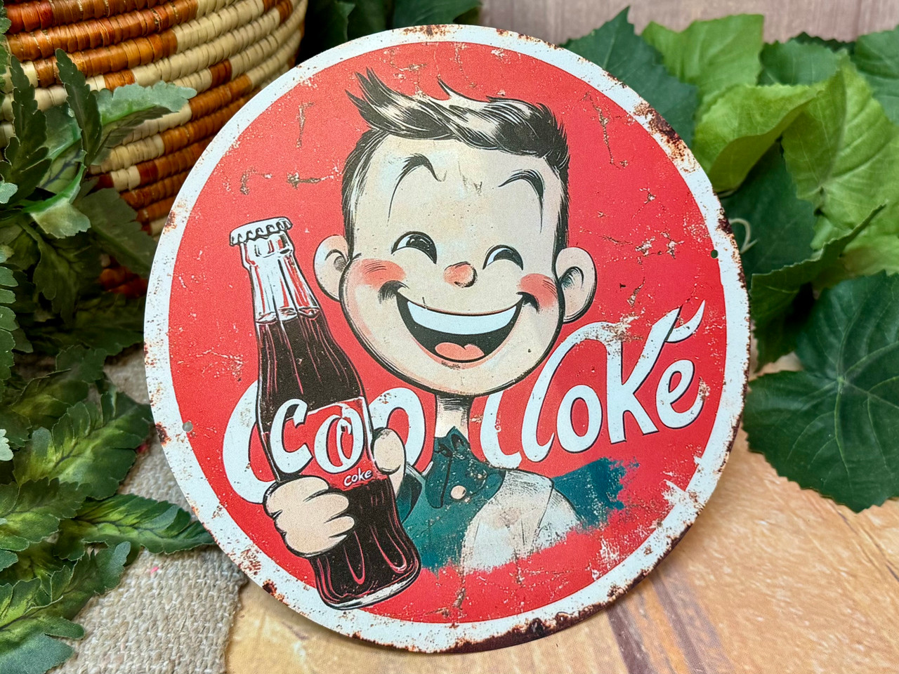 Vintage Cartoon Coke Metal Sign 7
