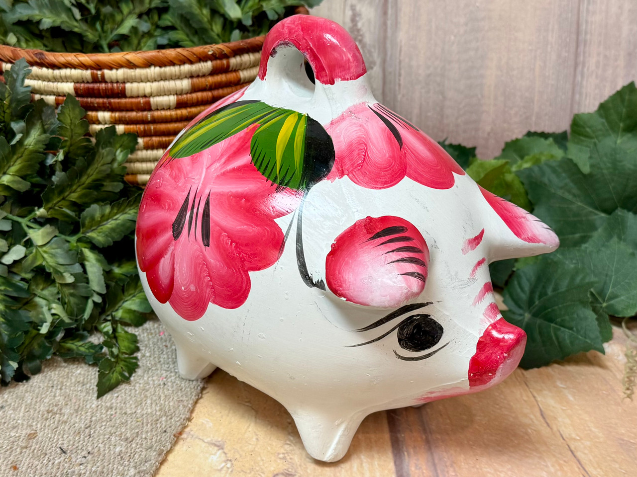 MASTERS PIGGY BANK 陶器製 Traditional Mexican Pottery Piggy Bank -Pink