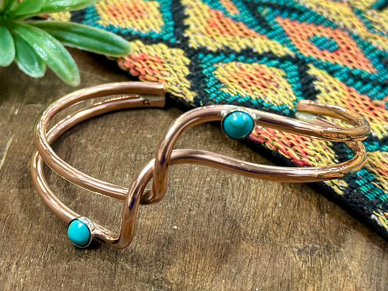 Navajo Indian Double Twist Copper Bracelet (65bc433)
