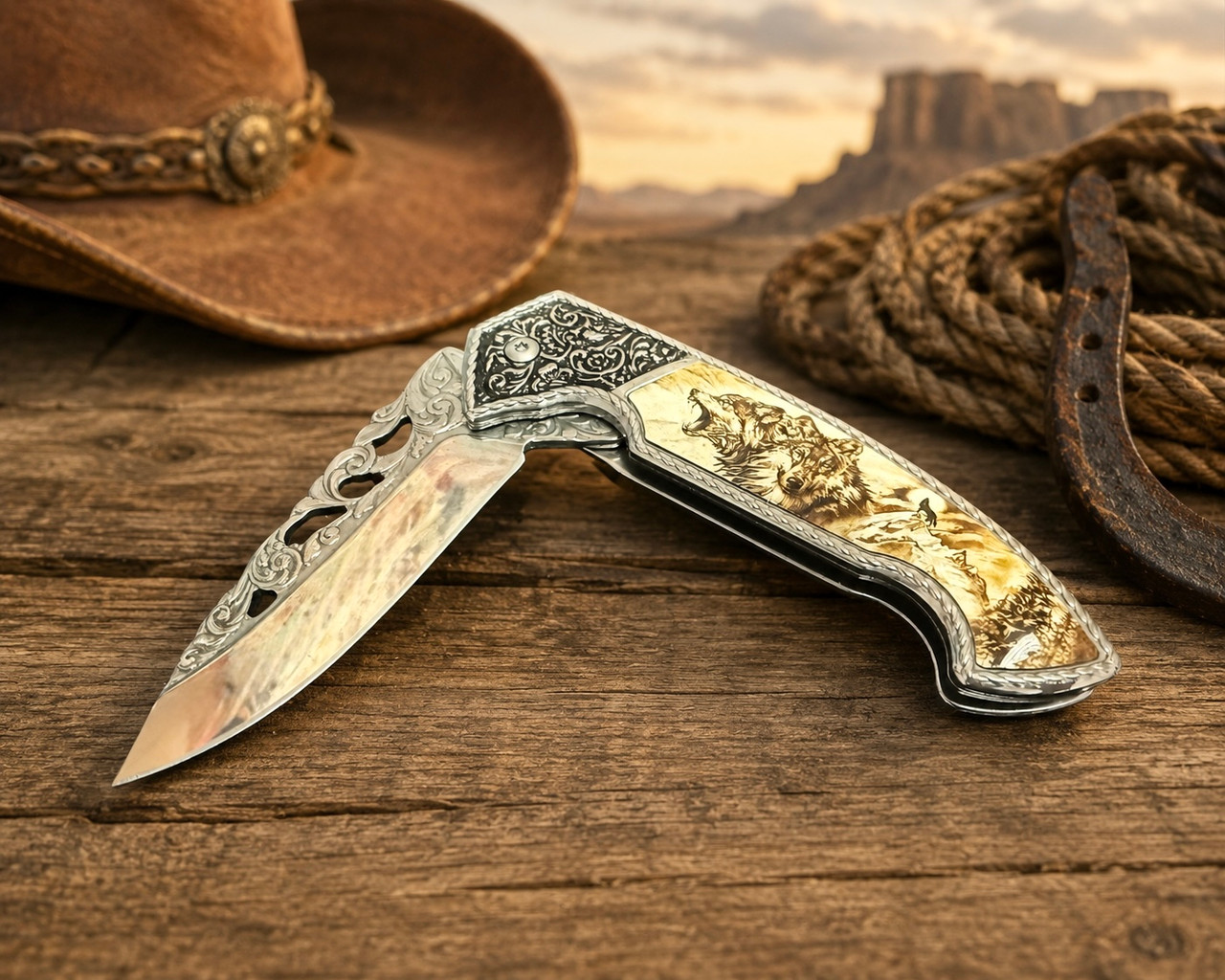 ワールドウルフ Gift Boxed Lock Back Knife -Wolf (193wf300606)