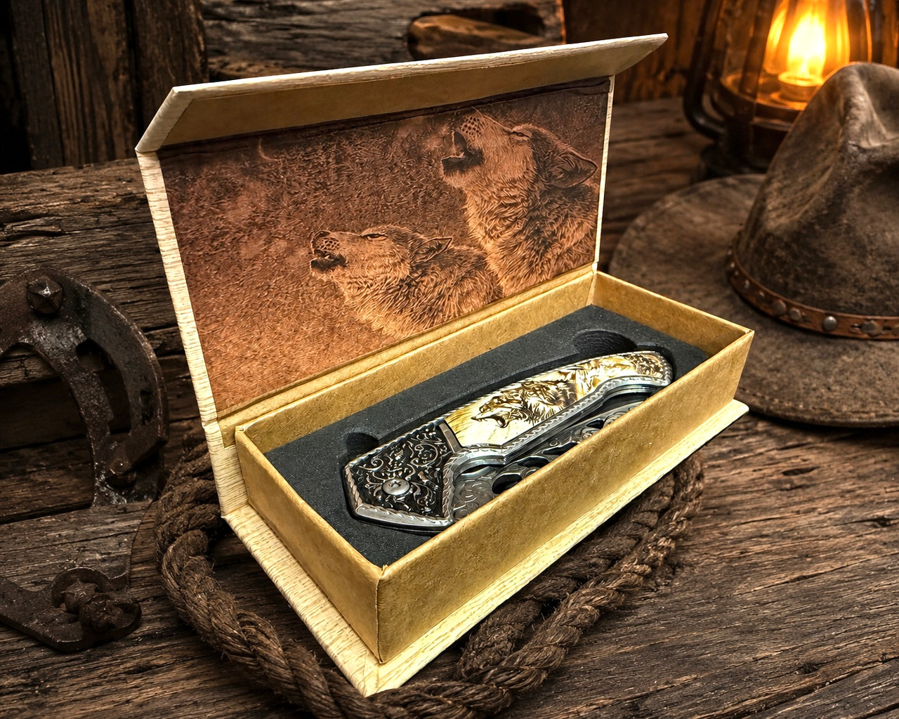 Gift Boxed Lock Back Knife -Wolf (193wf300606)