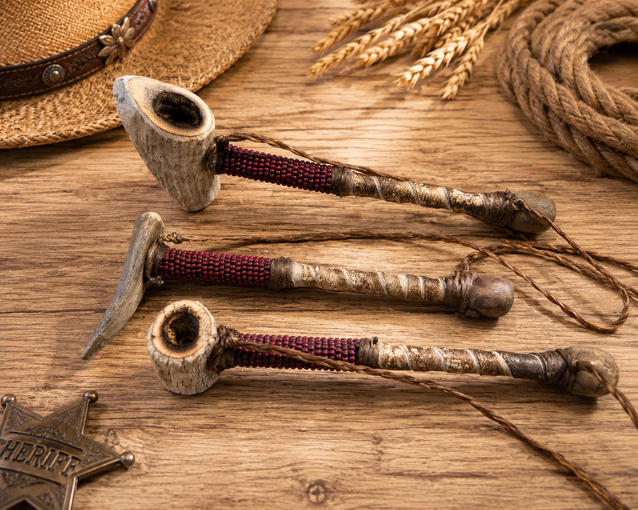 indian tobacco pipe with Carrying Pouch - Clay Pipe - Native American - Travel Pipe Native american smoking pipe hi-res
