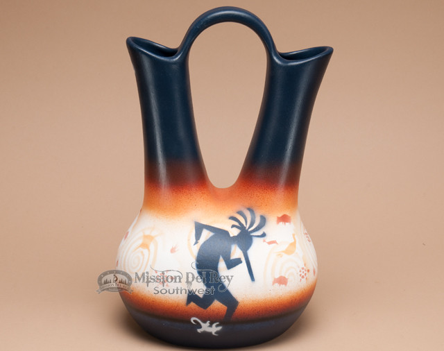 Native American Navajo Wedding Vase 12" Kokopelli (v202) Mission Del