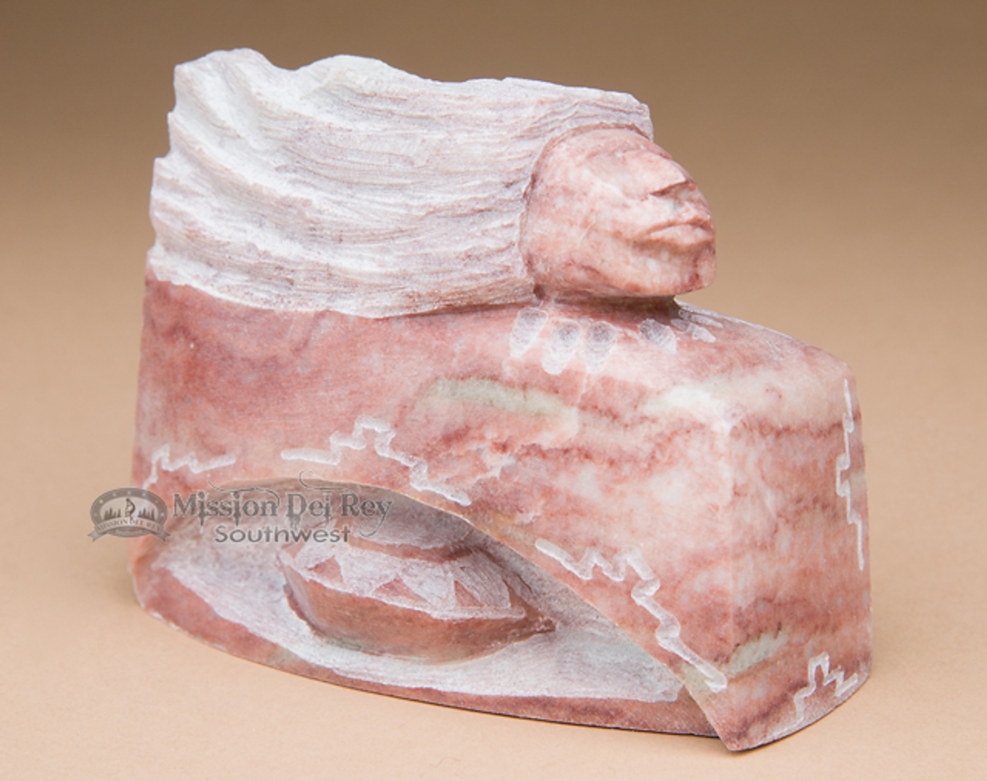 Native American Alabaster Carving Buffalo (ra20) Mission Del Rey