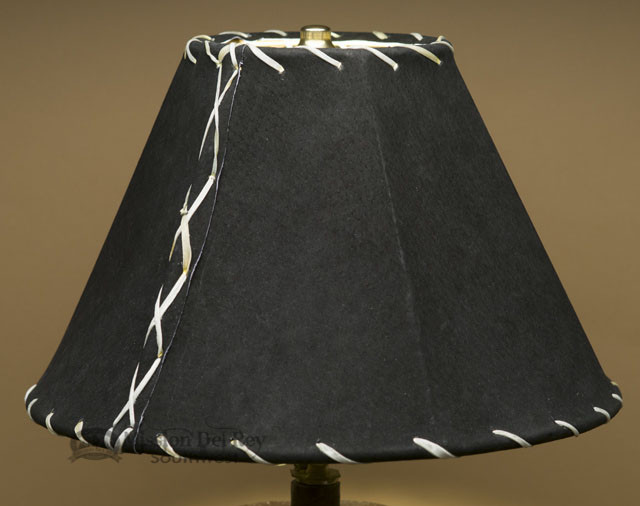 Western Leather Lampshade 12" Black Pig Skin Mission Del Rey Southwest