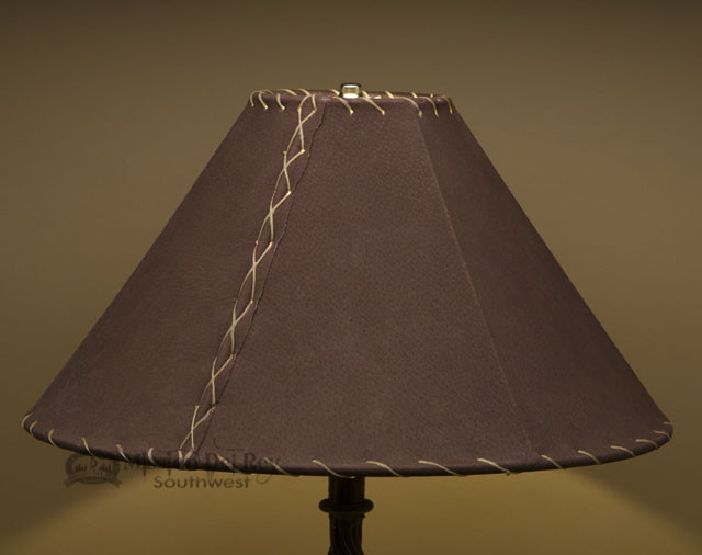 Western Leather Lamp Shade 18" Brown Pig Skin Mission Del Rey Southwest
