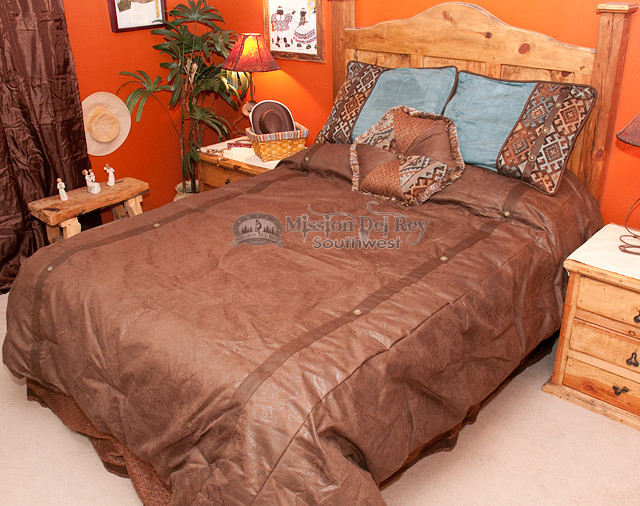 Western Bedding Faux Leather Comforter Set Del Rio QUEEN