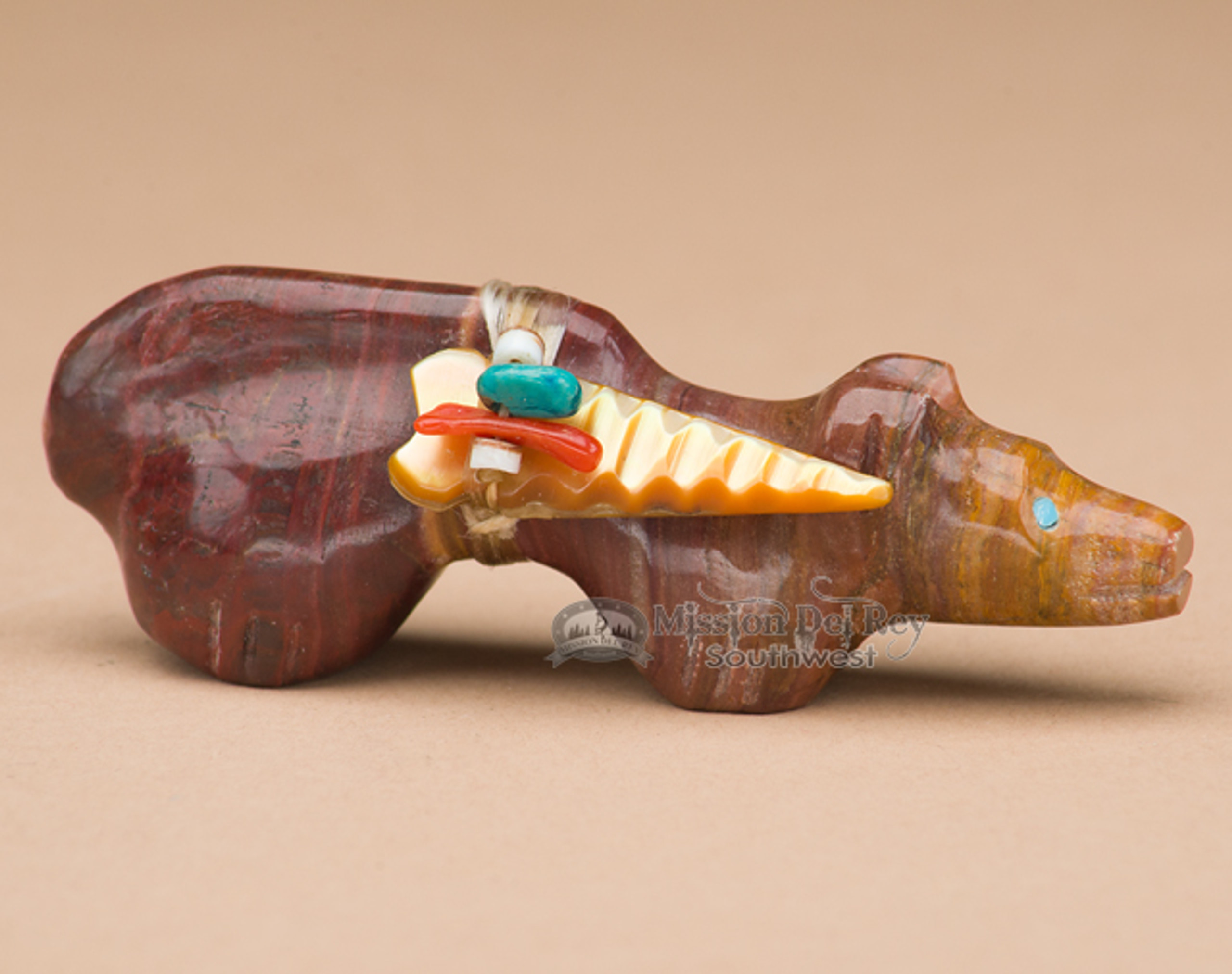 Hand Carved Stone Zuni Fetish Mt. Lion (f70) Mission Del Rey Southwest