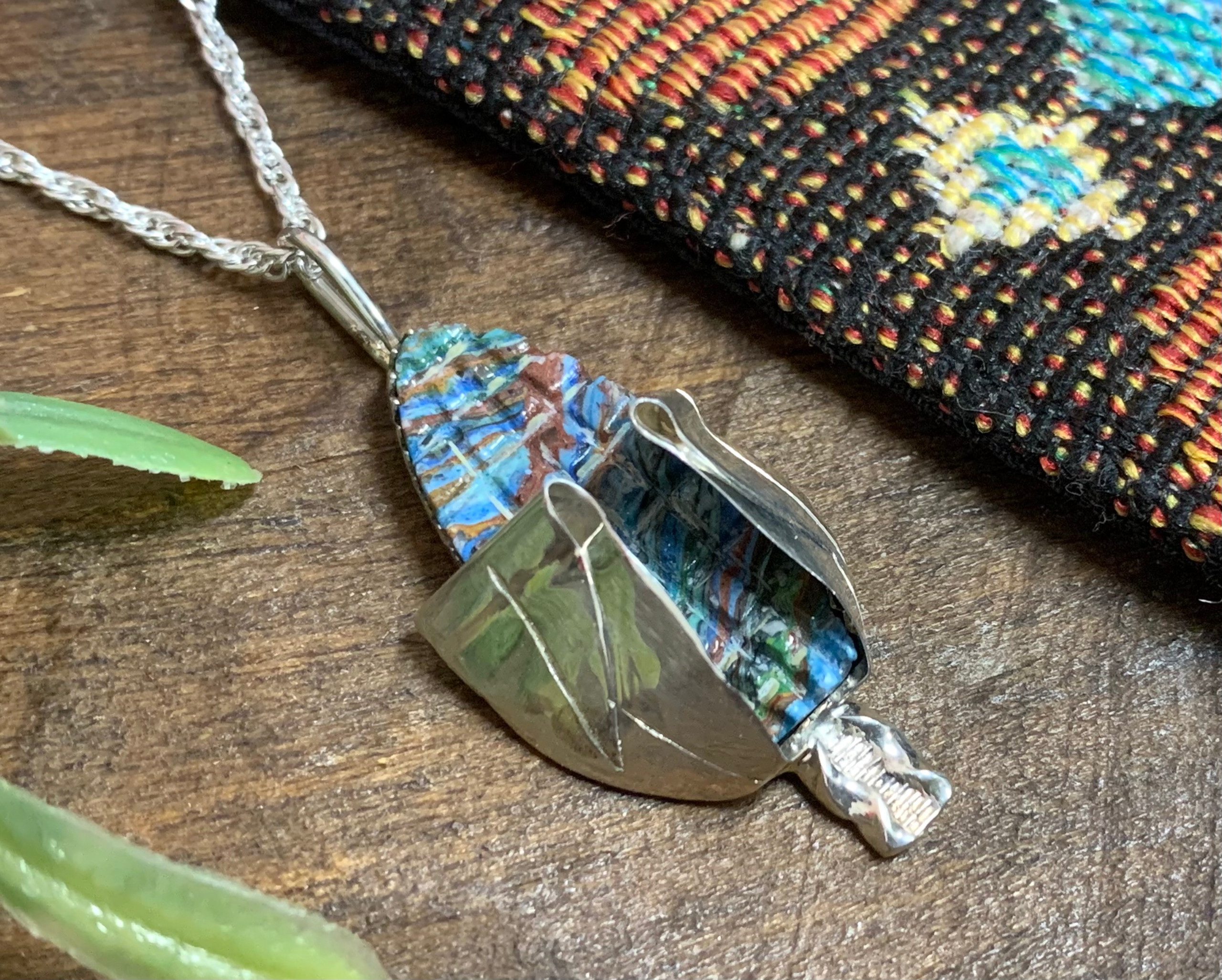 Native American Silver Corn Necklace 20" -Zuni (ij267) - Mission Del