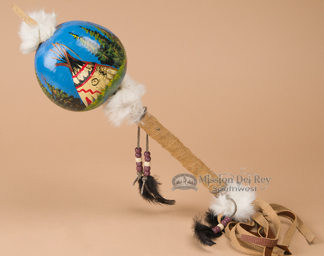 Hand Painted Western Gourd Rattle 16
