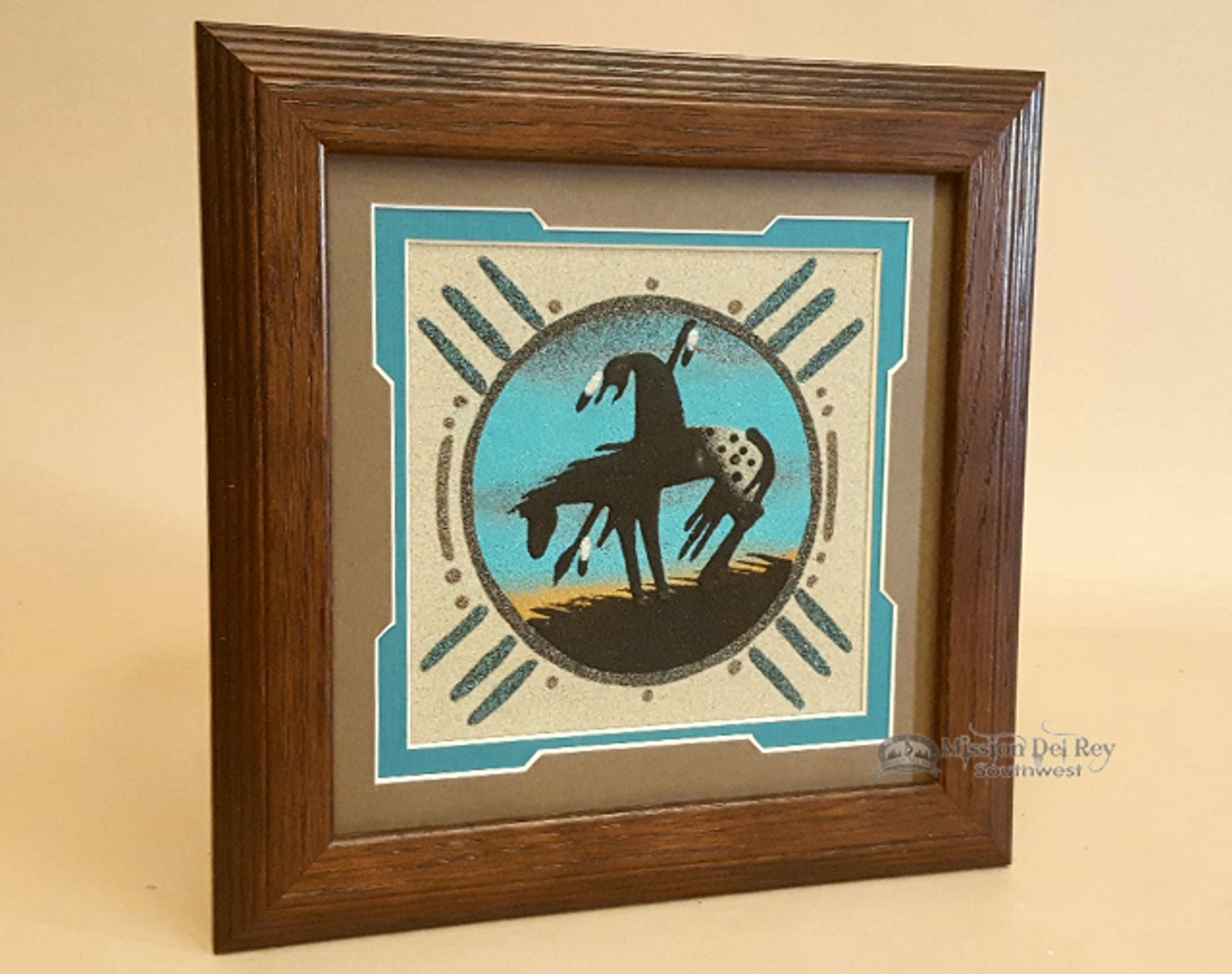 Authentic Navajo Sand Painting 10" End Of Trail (sp11) Mission Del Rey Southwest