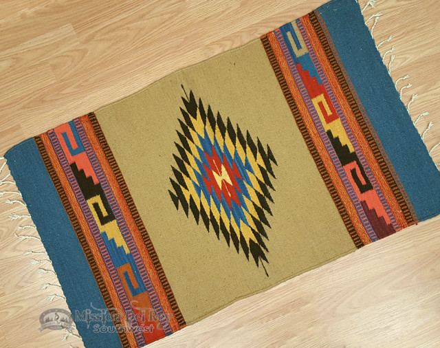Southwestern Zapotec Indian Rug 23"x39" (60) Mission Del Rey Southwest