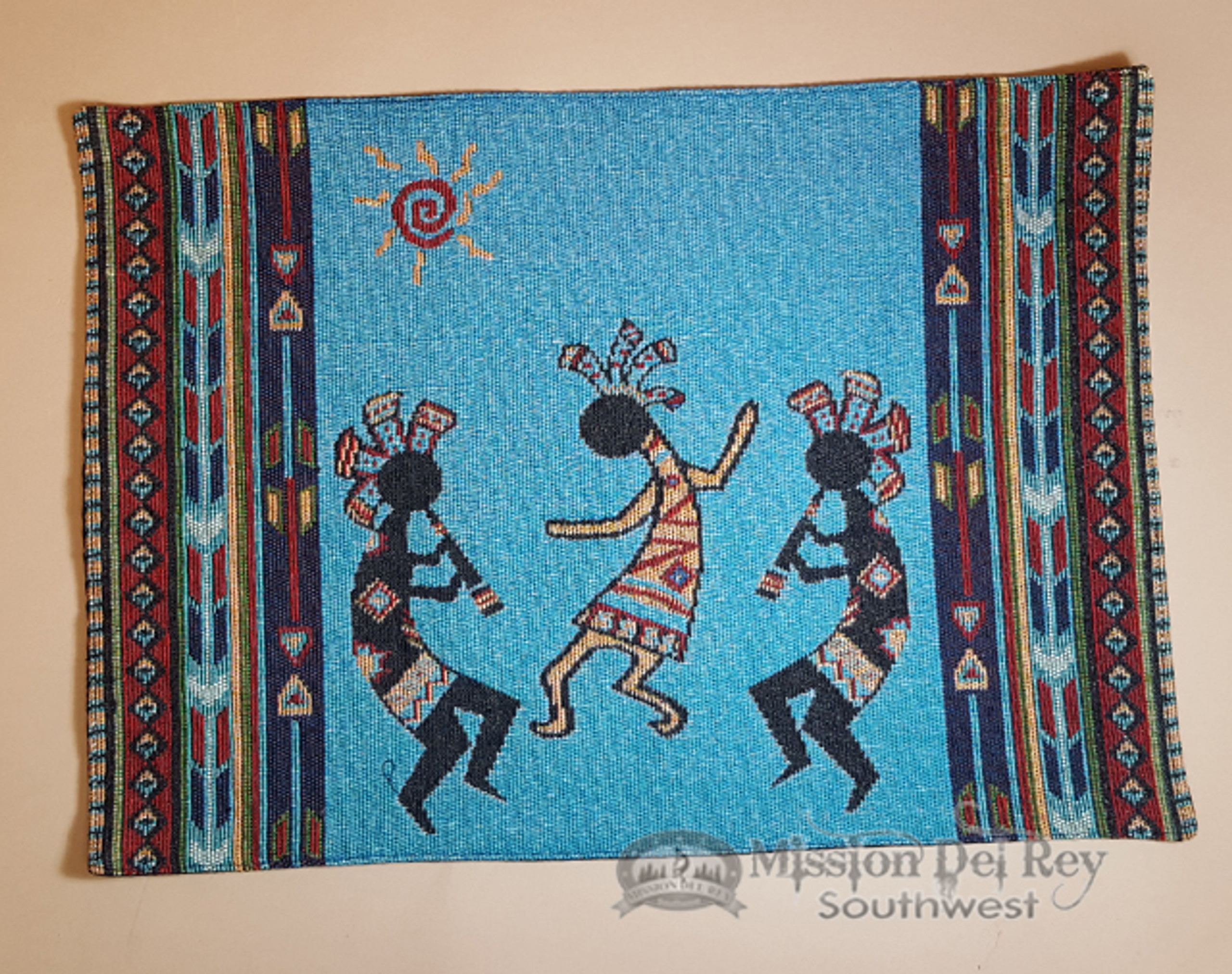 Tapestry Placemat 13x19 Kokopelli Turquoise (tpm151) Mission Del Rey