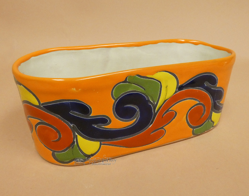 Rustic Hand Painted Talavera Planter 11" Mission Del Rey Southwest
