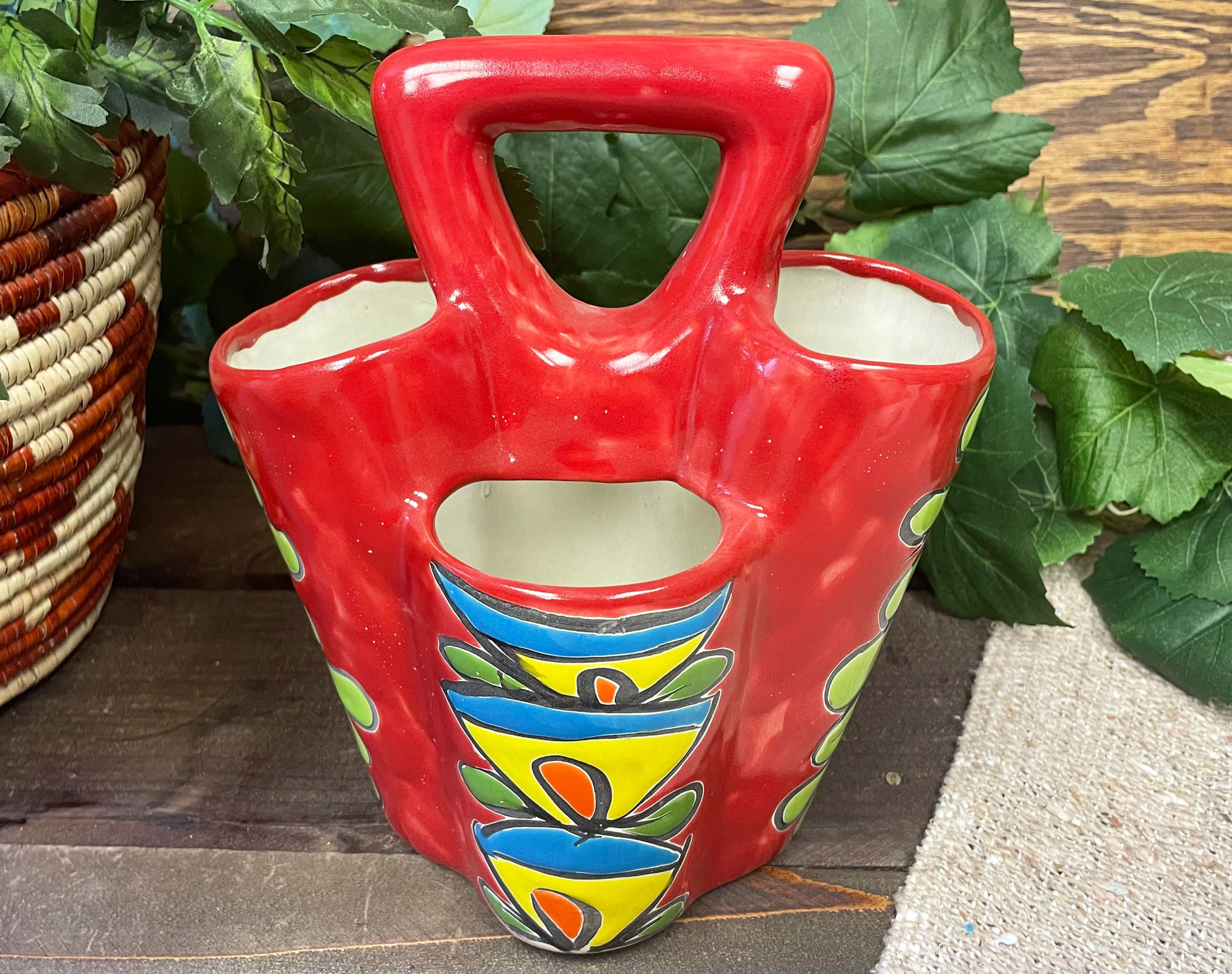 Hand Painted Talavera Utensil Holder (134tal5) Mission Del Rey Southwest