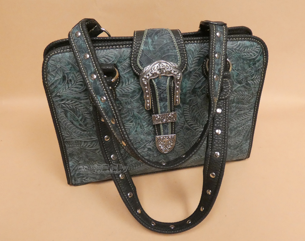 Western Floral Faux Leather Buckle Purse (10be2709d) Mission Del Rey