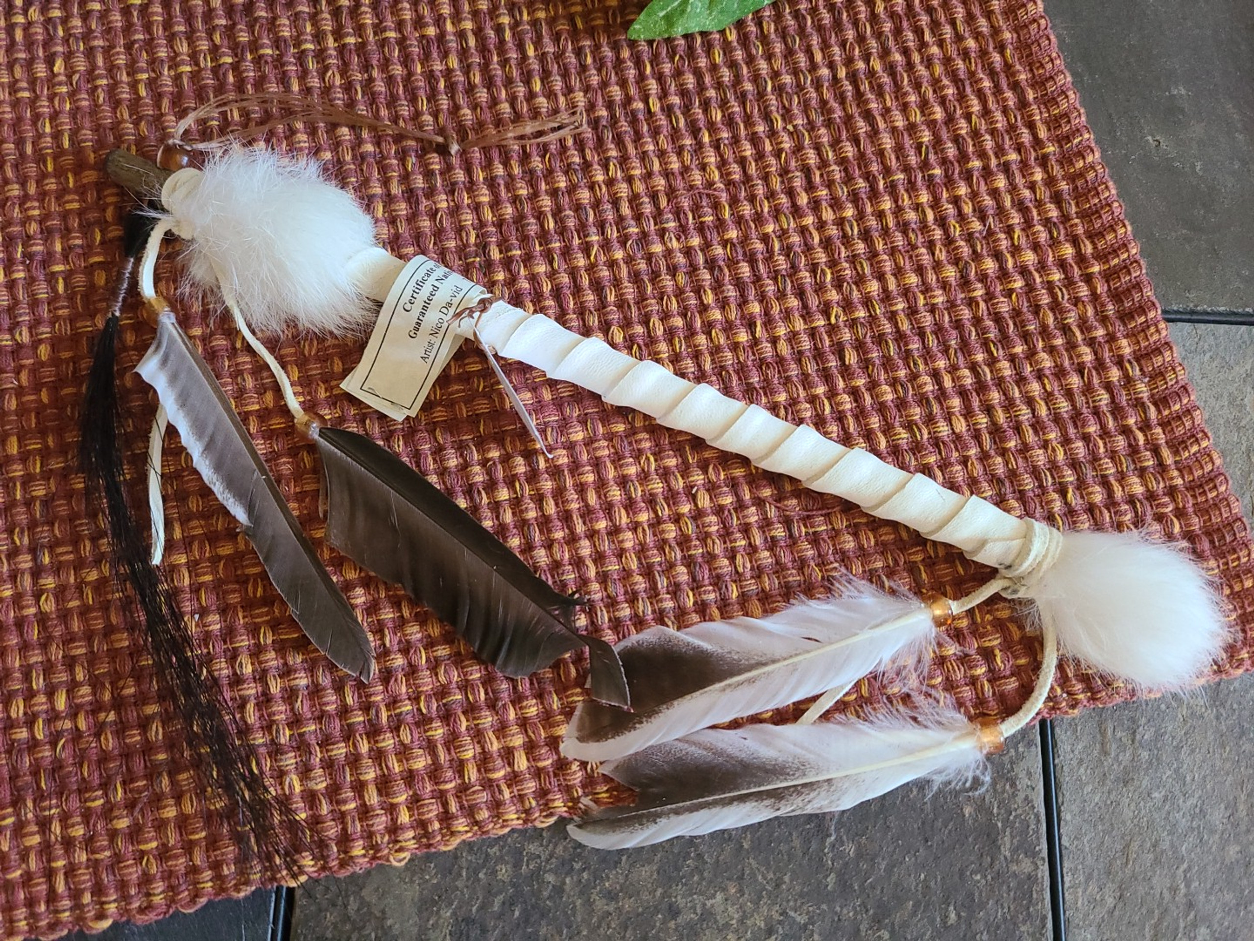 Native American Talking Stick 13" White (47bc2) Mission Del Rey