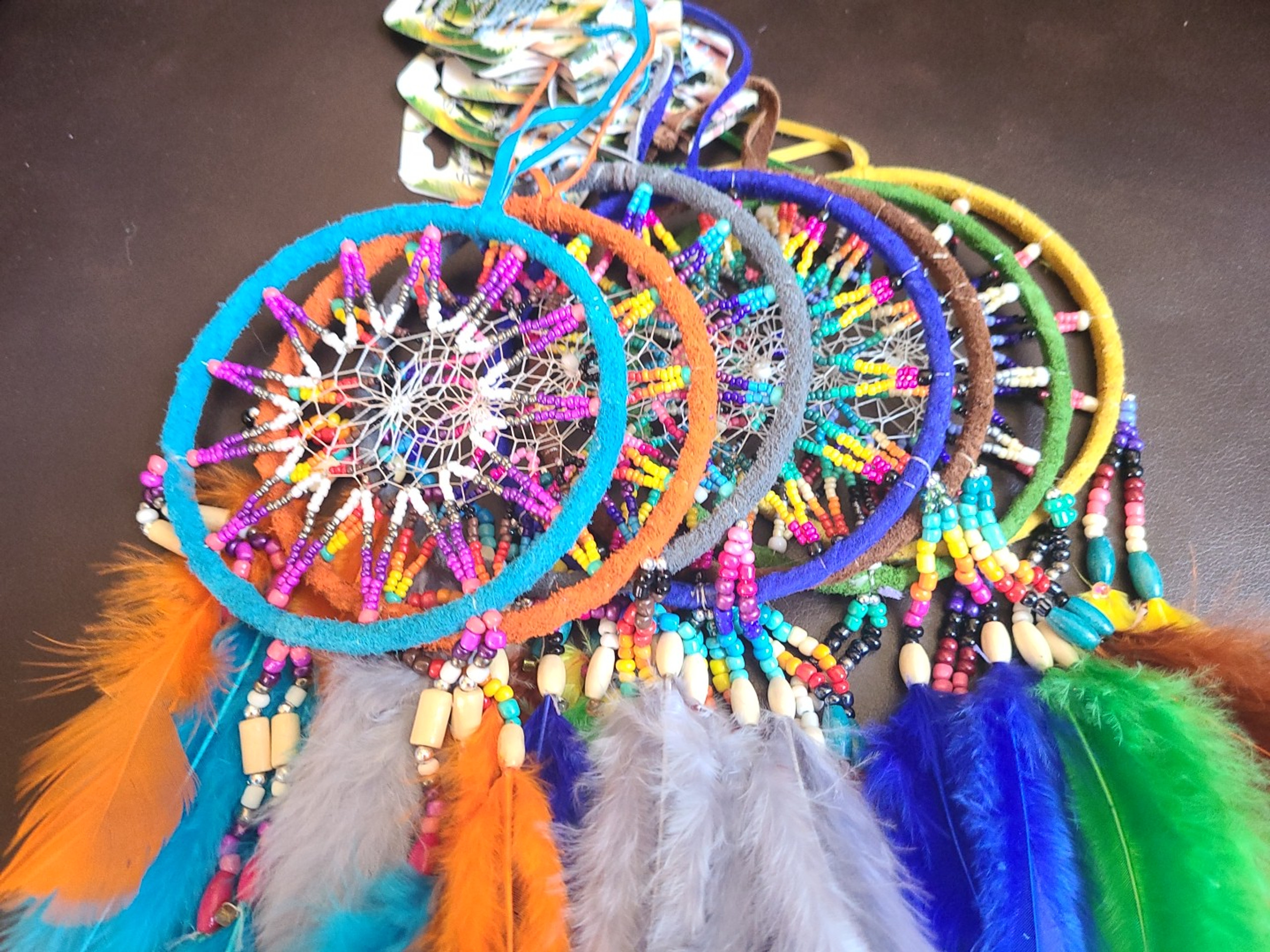 Assorted Seed Bead Dream Catchers 4" (61lgdcorn6) Mission Del Rey Southwest