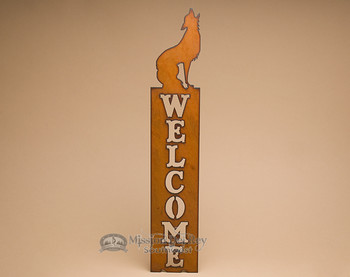 Western Rustic Welcome Plaque -Wolf (w2)