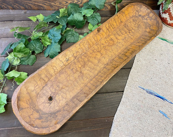 Rustic Carved Dough Bowl -Rust